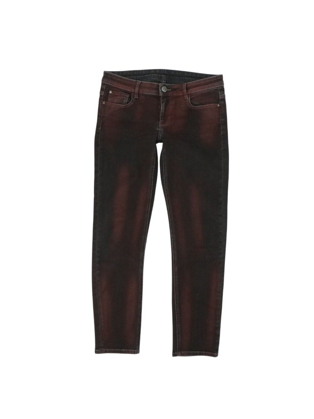 Faith Connexion Paris Burgundy Black Skinny Ankle Jeans 28